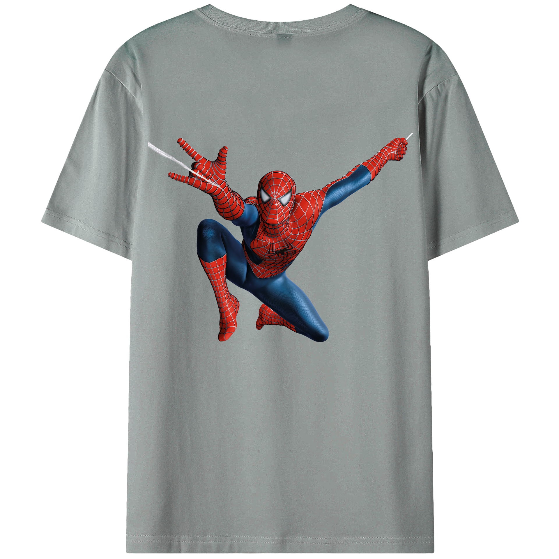 （画像用） Spider Man スパイダーマン 綿100％ メンズ半袖Tシャツ（バックプリント） 通気性